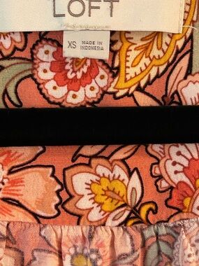 LOFT Coral Pink Floral Dress with Yellow Accents